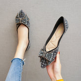 Women's Pumps Summer Flat Bowknot Rhinestone Low-cut