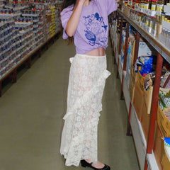 Design Lace Stitching Skirt See through Dress