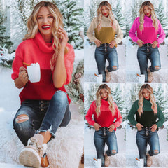 Pull ras du cou à col roulé contrasté