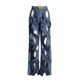 Pantalon large torsadé personnalisé taille haute droit ample amincissant sens du pantalon Jeans
