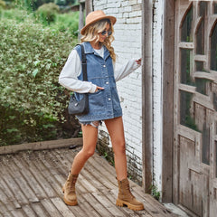 Loose Casual Top Denim Waistcoat Vest