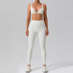 Quick Drying Nude Feel Yoga Vest Suit Outer Wear Running Sports Bra Suit High Waist Fitness