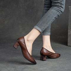 Women's Shu First Layer Cowhide Hand-rub Color Retro