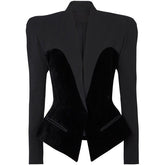 Blazer mit schmaler Struktur und Samtnähten in Sternenform