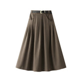 Jupe mi-longue Preppy Jupe plissée mi-longue avec ceinture