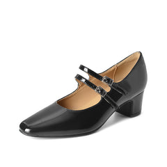 Square Toe Mary Jane French Style Vintage Heels