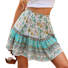 Bohemian High Waist Print Mini Skirt