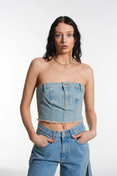 Slim Denim Tube Top