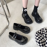 Damen Kleine Britische Plateau Slip-on Mit Rock Lederschuhe