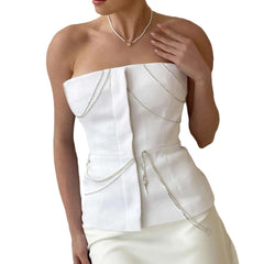 Haut tube slim irrégulier asymétrique à chaîne