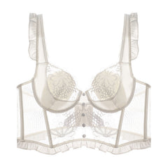 Bralette en dentelle française, gilet, corset à armatures, bretelles longues, manches volantées, Bralove