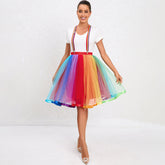 Weihnachten Super Baldachin Mehrschichtiger Regenbogen-Gaze-Rock Pettiskirt Erwachsener Bunter Strapsrock Mesh Strapsprinzessinnenkleid