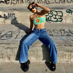 Retro High Street Trendy Straight Jeans Nischen-lose Hose mit hoher Taille