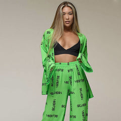 Printed Artificial Silk Casual Breathable Loose Comfortable Pajamas Homewear Outer Wear