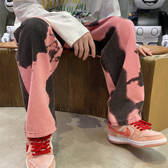 Jeans mit Batikmuster und Waschung