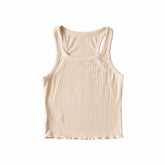 Wooden Ear Hem Square Collar Slimming Small Vest Close