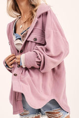 Fall Polo Collar Single Breasted Long Sleeve Shacket