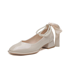 Mary Jane Square Toe Low-cut Chunky Pumps