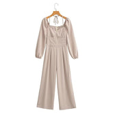 Lockerer Jumpsuit mit quadratischem Kragen und langen Hosen