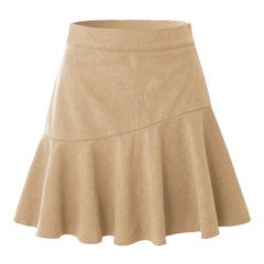 Solid Color Corduroy Zipper Skirt High Waist Pleated Skirt Temu