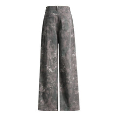 Retro Pocket Wide Leg Jeans Camouflage Loose Slimming Workwear Pants