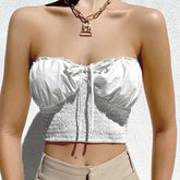Tube Top Rückenfrei Spitze Fliege Cropped Top Eingewickelte Brust
