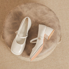 Damen Frühling Square Head Weiche Chunky Pumps Heels