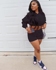 Street Hipster Solid Color Casual Set Two-Piece Set