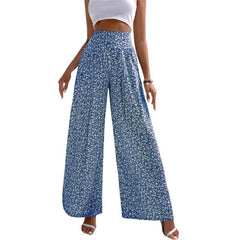 Floral Casual Pants Trousers Loose Printing Waist Tightening
