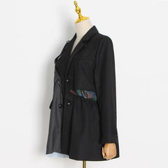 Personalisierte Cut Stitching Kleiner Blazer Gestreifter Kordelzug Blazer Tide