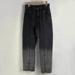 Jean droit fendu dégradé Pantalon taille haute rétro classique