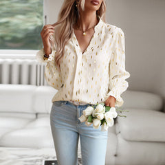 Shirt V neck Long Sleeve Top