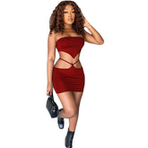Hollow Out Stitching Lace up two piece set Hanky Hem