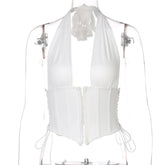 Halter Backless Wrap Chest Corns Exposed Cropped Vest
