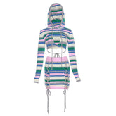 Ensemble gilet tricoté à capuche et jupe portefeuille taille haute