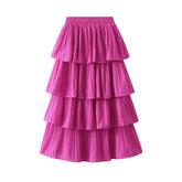 Mittellanges Stufenkleid mit Plissee-Rock und großem Saum