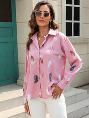 Feather Printed Shirt Long Sleeved Shirt