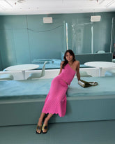 One Shoulder Knitted Camisole Beach Top Short Cropped Cropped Backless Underwaist Half Length Skirt Set