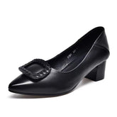 Women's Toe Shallow Mouth Mid Soft Bottom Chunky