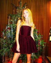 Kleid Weihnachtsfeier Kurzes schulterfreies Kleid Pleuche Kleid