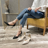 Escarpins creux pour femmes, talons hauts à boucle papillon