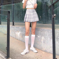 StHigh Waist White Pleated Skirt Inner Wear Base Solid Color Dress