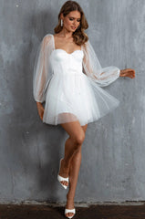 Lantern Sleeve Office Elegant Slim Chiffon Dress