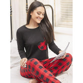 Pyjamas Weihnachten Rot Plaid Langarm Homewear Anzug Nachtwäsche