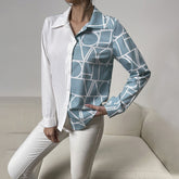 Design Contrast Color Long Sleeves Shirt Office Shirt