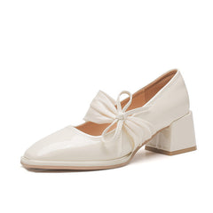 Women's Jane Patent High Pumps Square Toe Heels