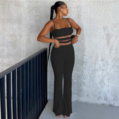 Einfarbige Cut-Out-Sling-Weste mit Hose, lässiger, körperbetonter Anzug