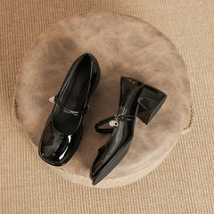 Damen Frühling Square Head Weiche Chunky Pumps Heels