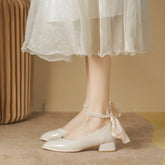 Mary Jane Square Toe Low-cut Chunky Pumps