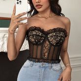 Corset désossé en dentelle, soutien-gorge gainant, sous-vêtement moulant et gainant, idéal pour les compétitions